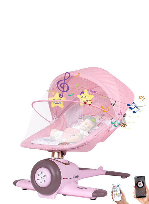 

Elephtt-Baby Portable Remote Baby Swings with Bluetooth Music, Pink/Purple