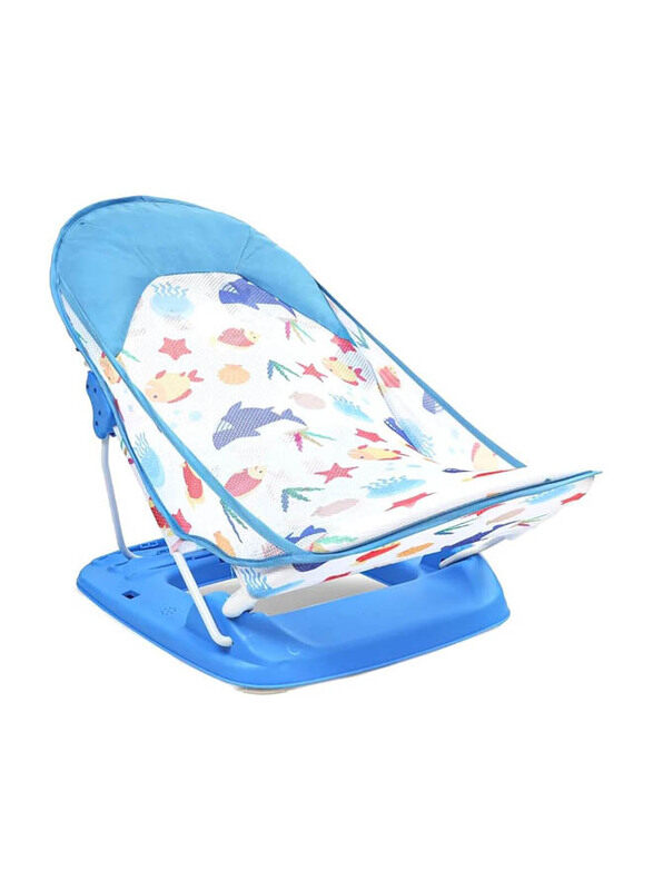 

Generic Soft Mesh Foldable Baby Bath Sling Training Seat Chair with 3 Position Recline, Blue