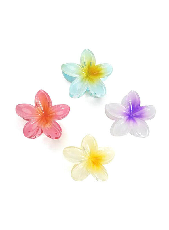 

Generic Flower Bright Colour Medium Hair Claw Clip for All Hair Types, 3 Inch, 4 Pieces