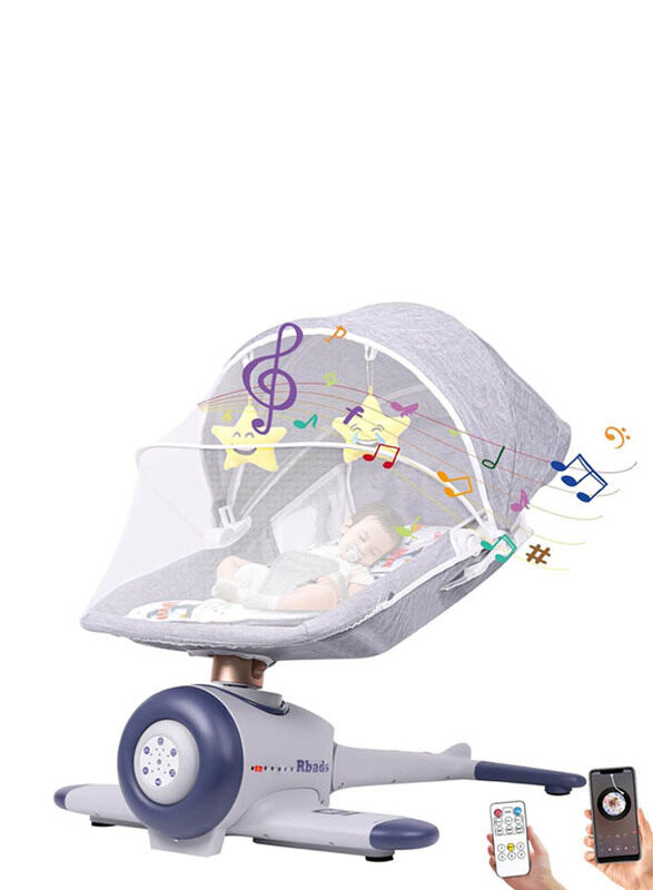 

Elephtt-Baby Portable Remote Baby Swings with Bluetooth Music, Grey