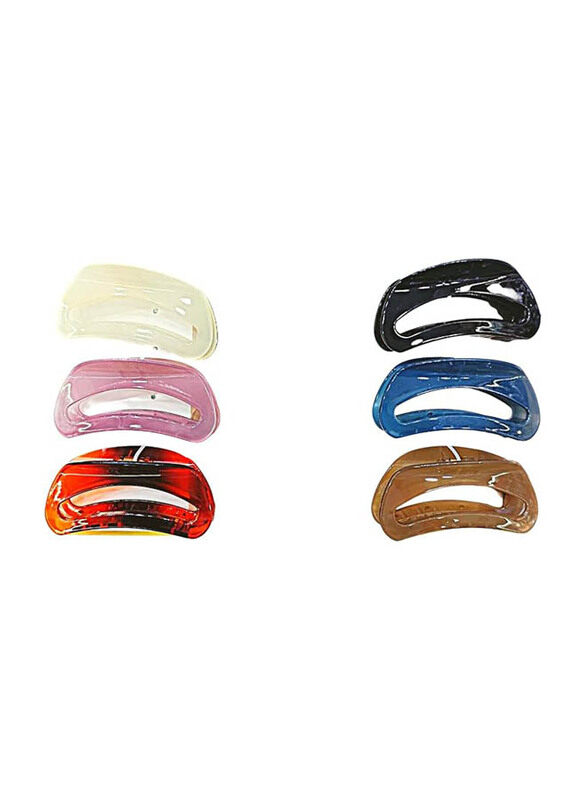 

United Fashion Criss-Cross Metallic Hair Claw Clips for All Hair Types, 6 Pieces