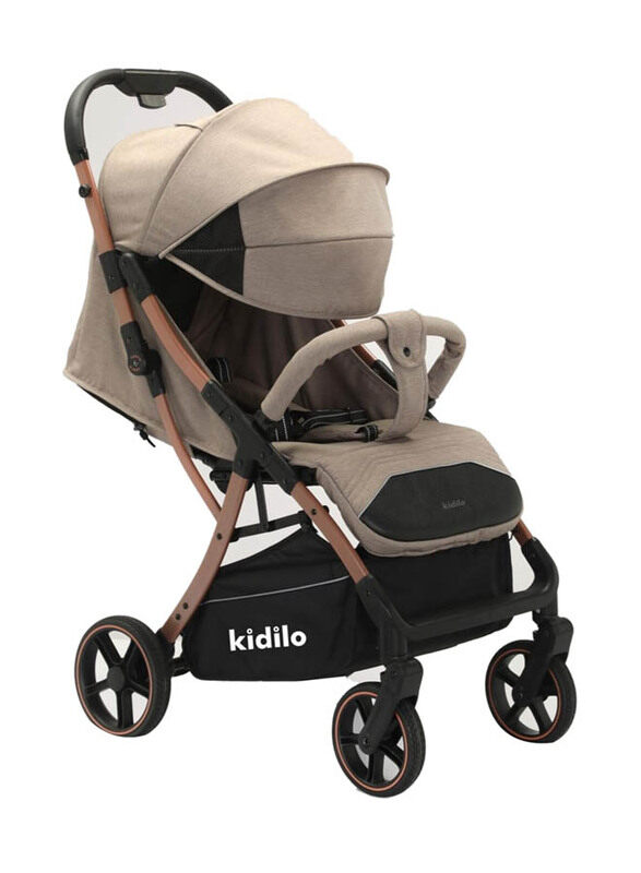 

Kidilo Lightweight Adjustable Canopy Compact Stroller with 4 Wheels, Khaki