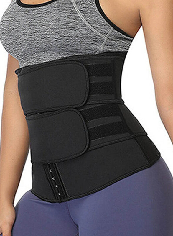 

Vitpharma Neoprene Sweat Fitness Double Belt Waist Trainer for Women, Large, Black