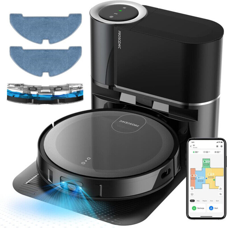 

Proscenic X1 Robot Vacuum Cleaner with Mop, 3000pa, integrated LiDAR Navigation Robot with the 2.5L Self-Emptying Technology, APP & Alexa Control for