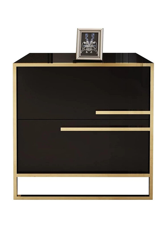 

AWDSolid Wood Nightstand Bedside Table with Amazing Design, 50cm, Black