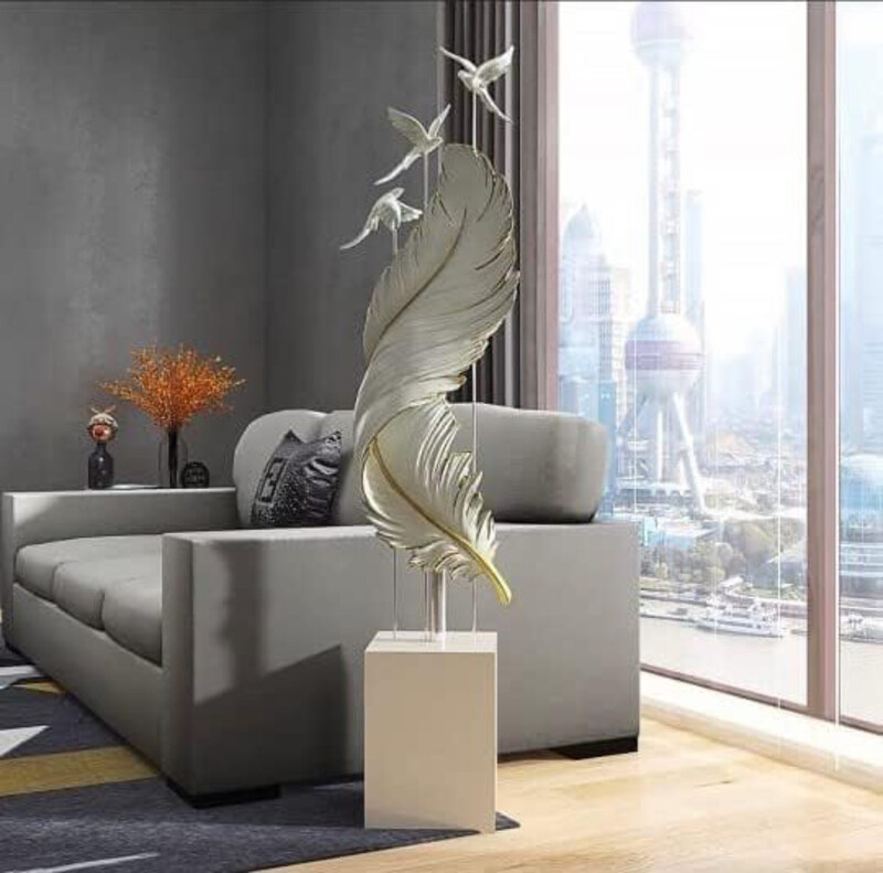 

AWD Luxury Modern Home Decoration Stand Gibbs in Feather Shape, White