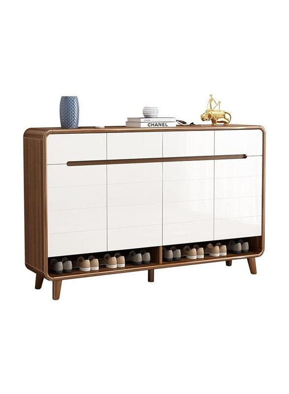 

AWD Wooden Shoe Cabinet with 4 Drawers, 140cm, White/Walnut