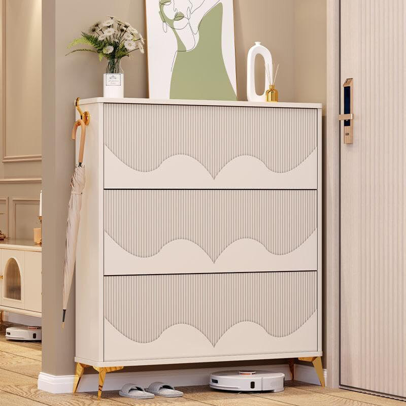 

AWD Double Layer Stood Wooden Shoe Cabinet Organizer, 100cm, Off White