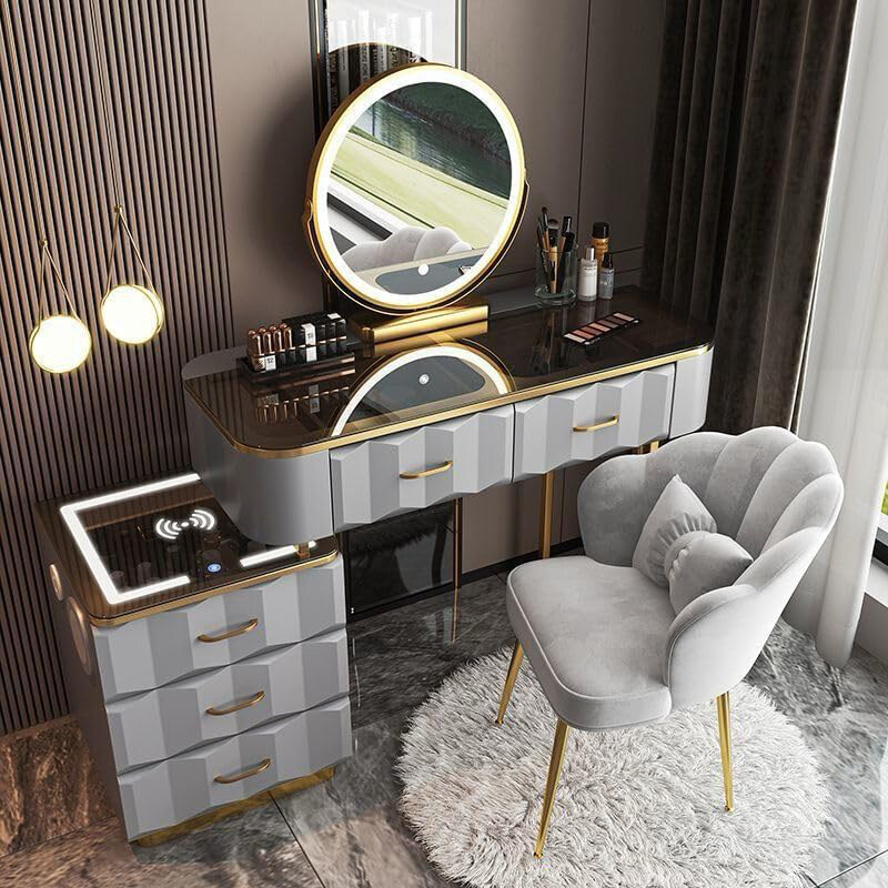 

AWD Dressing Table with Mirror and Chair, Grey