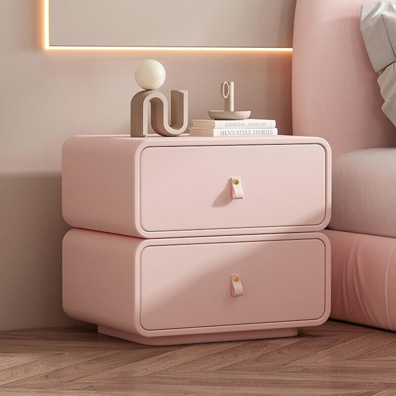 

Generic Nightstand Modern Bedside Table with 2 Drawers, Pink