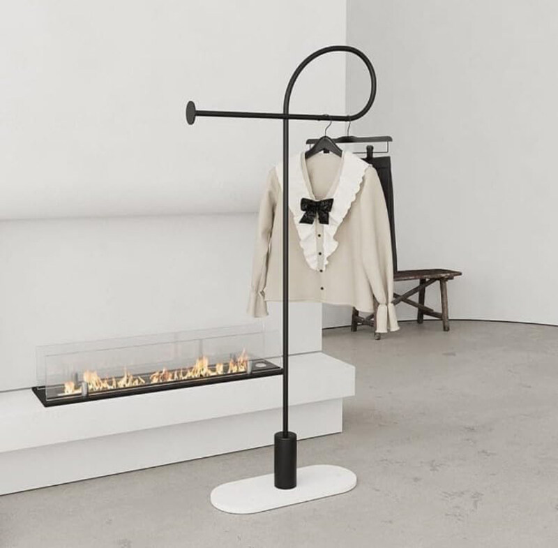 

AWD Modern Freestanding Clothes Hanger with Shelf, M3-Black, Black