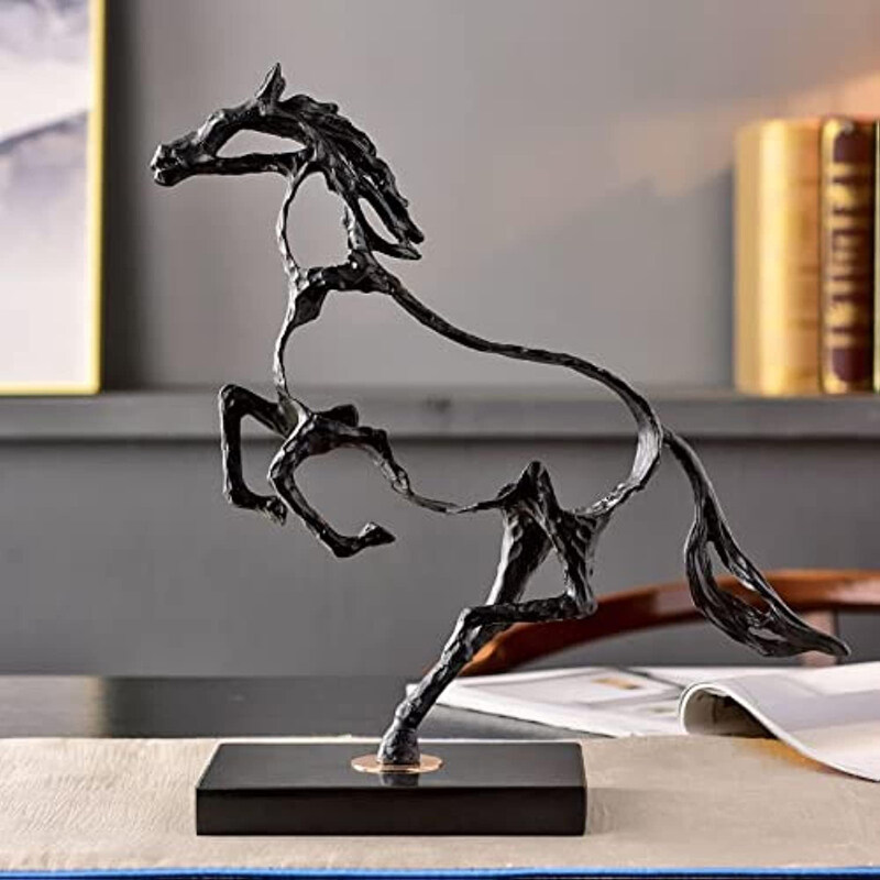 

AWD Modern Handmade Horse Statue Sculpture Ornaments Wall Decor, Black
