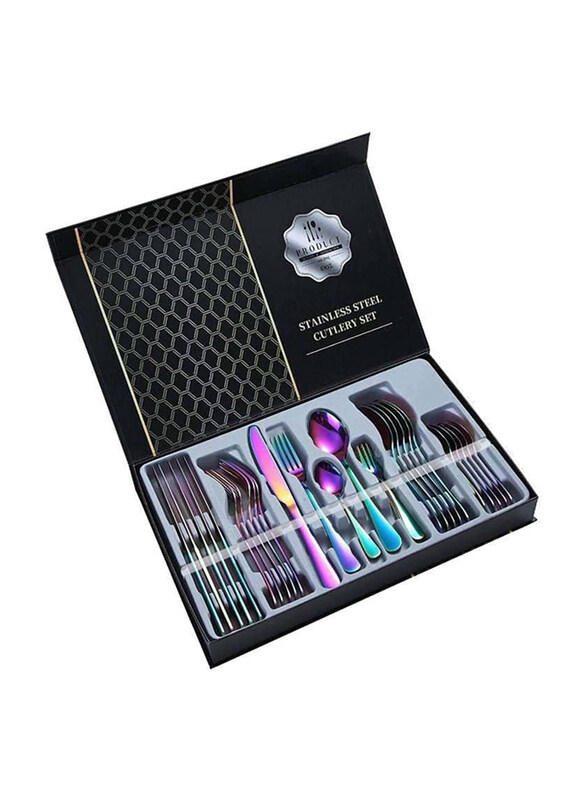 

Generic 30-Piece Luxury Portable Stainless Steel Cutlery Set, Rainbow