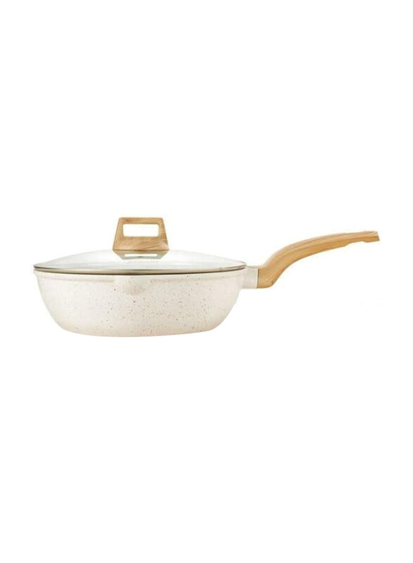 

Menjo 1.5L Non-Stick Cooking Wok with Lid, White