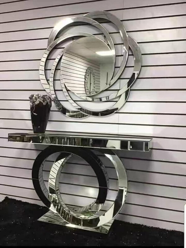 

AWD Mirrored Console Table and Mirror Set, Silver