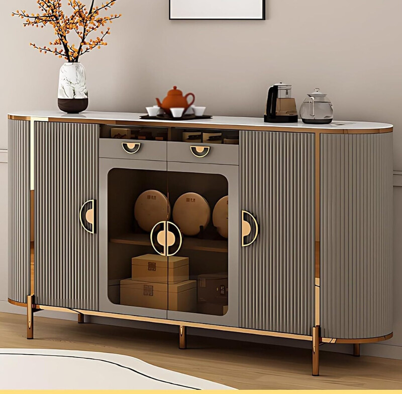 

AWD Modern Coffee Bar Sideboard Cabinet with Water Heating Function, Grey