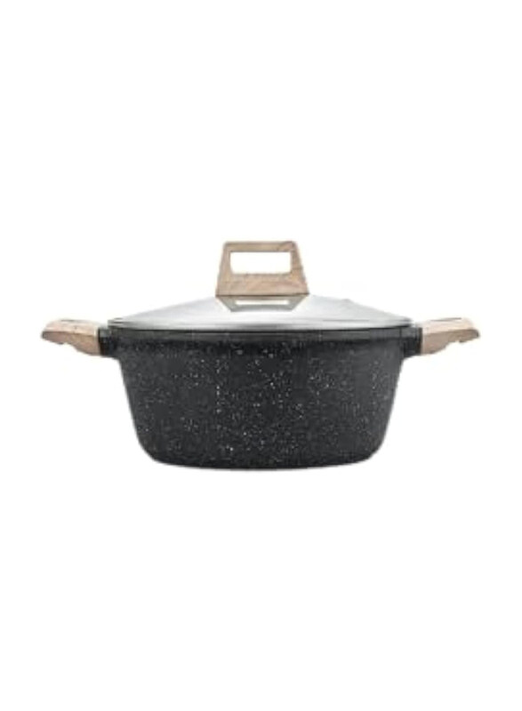 

Menjo 5L Non-Stick Cooking Stock Pot with Lid, Black