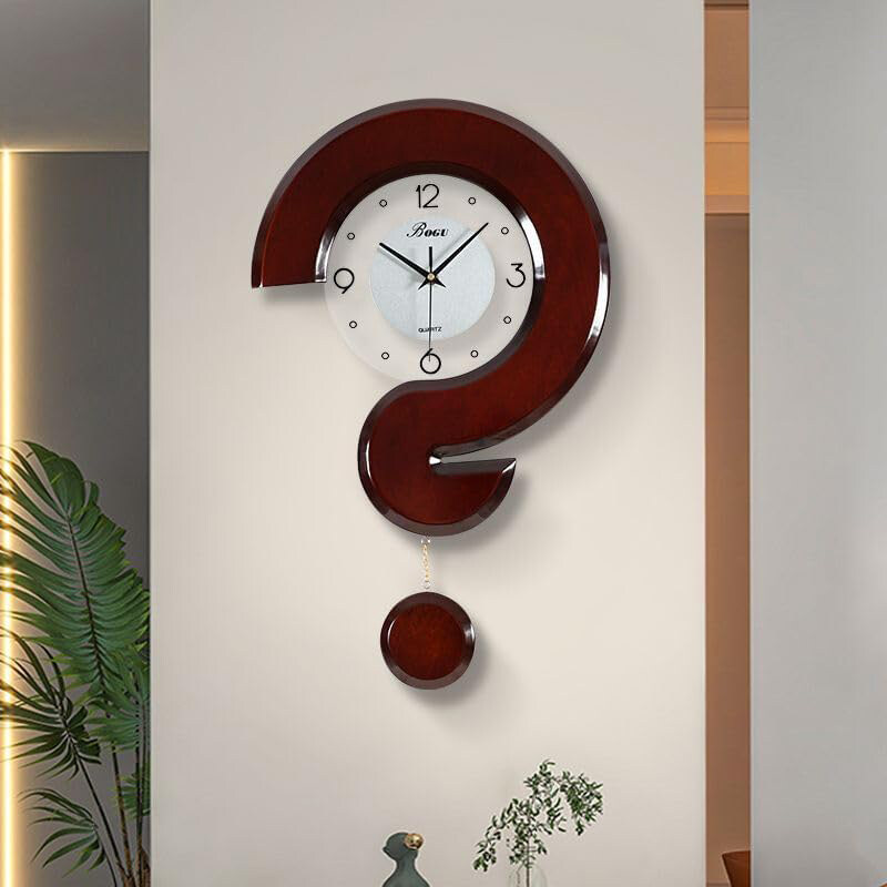 

AWD Minimalist Wooden Modern Analog Wall Clock with English Numerals, Brown