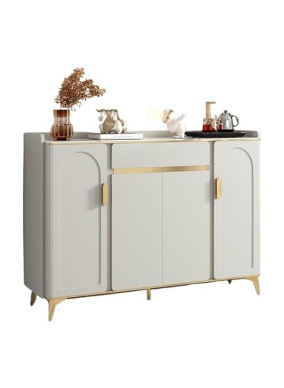 

AWD Modern Shoe Cabinet with Gold Accents, Off White