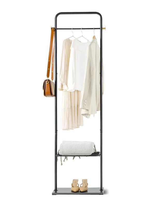 

AWD Modern Freestanding Clothes Hanger with Shelf, M1-Black, Black