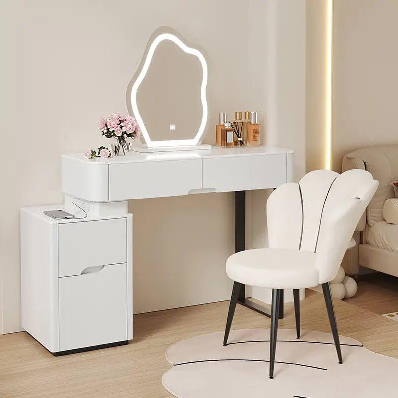 

AWD Compact Vanity Dressing Table with Mirror & Chair, White