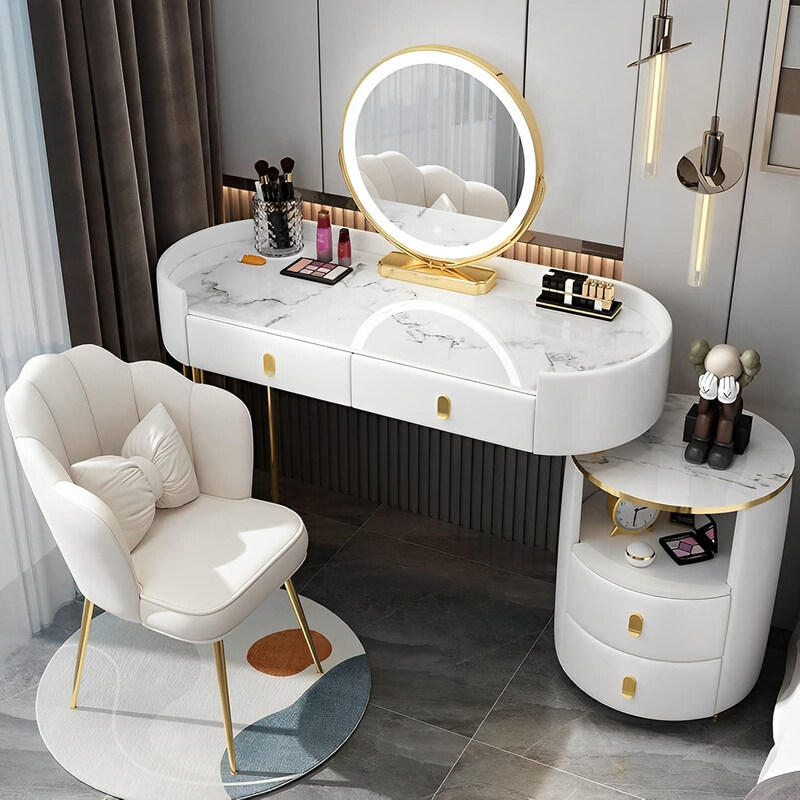 

AWD Dressing Table Set with Mirror & Stool, White