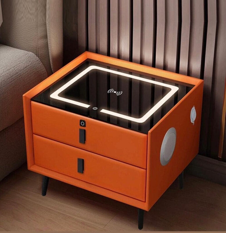 

AWD Smart Bedside Table with Wireless Charging and LED light, Orange