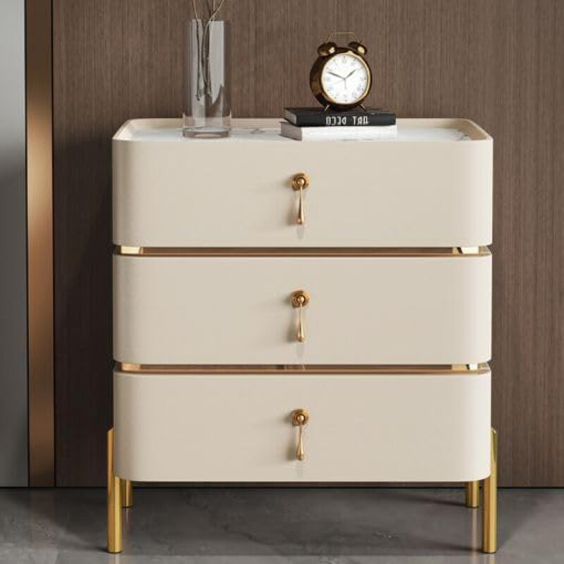 

AWD Gold Accents Nightstand Side Table, White