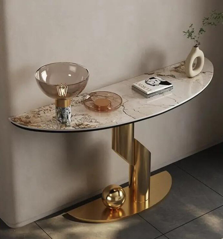 

AWD Elegant Arch Shape Console Table in Slate Marble Top, Multicolour