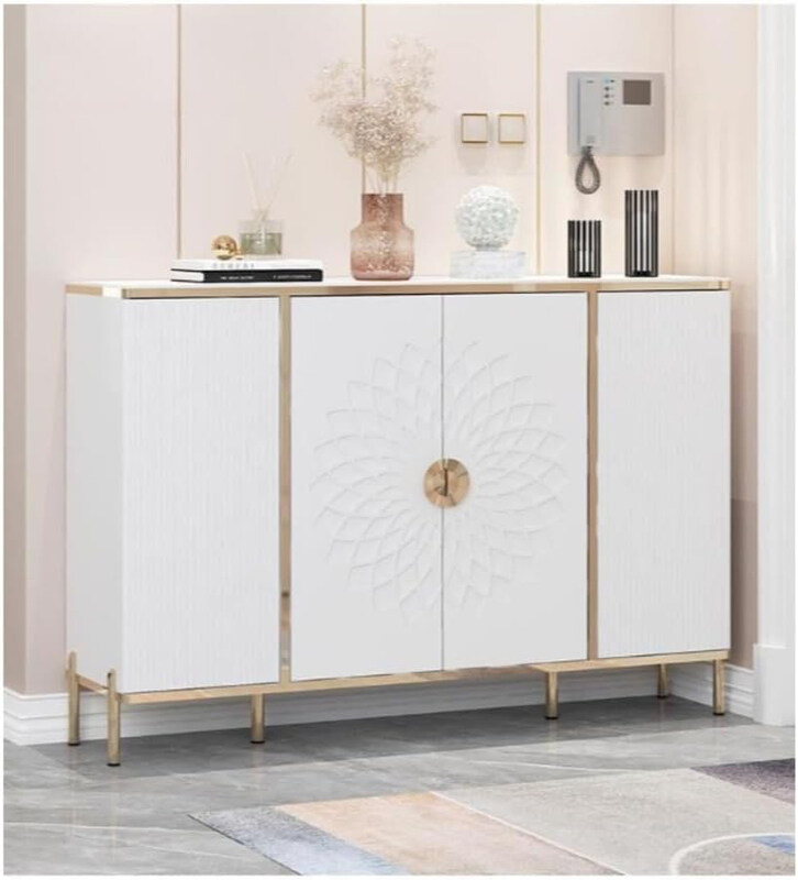 

AWD Modern Wooden Shoe Rack Storage Cabinet with Gold ccents, (M2), White