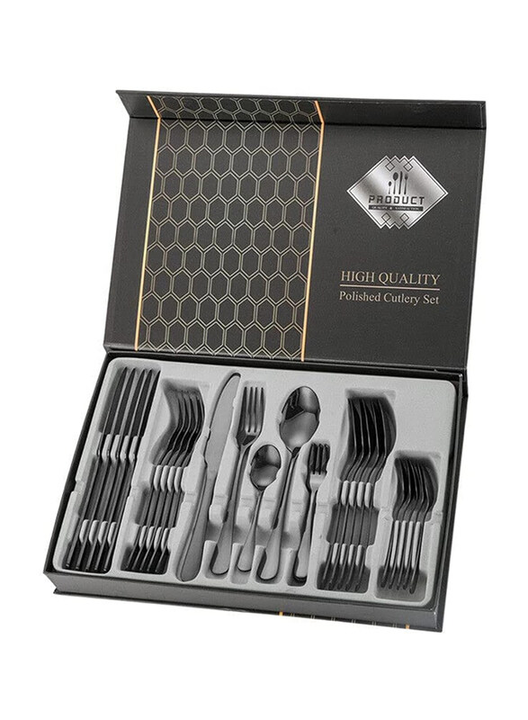 

AWD 30-Piece Luxury Portable Colourful Stainless Steel Cutlery, Black