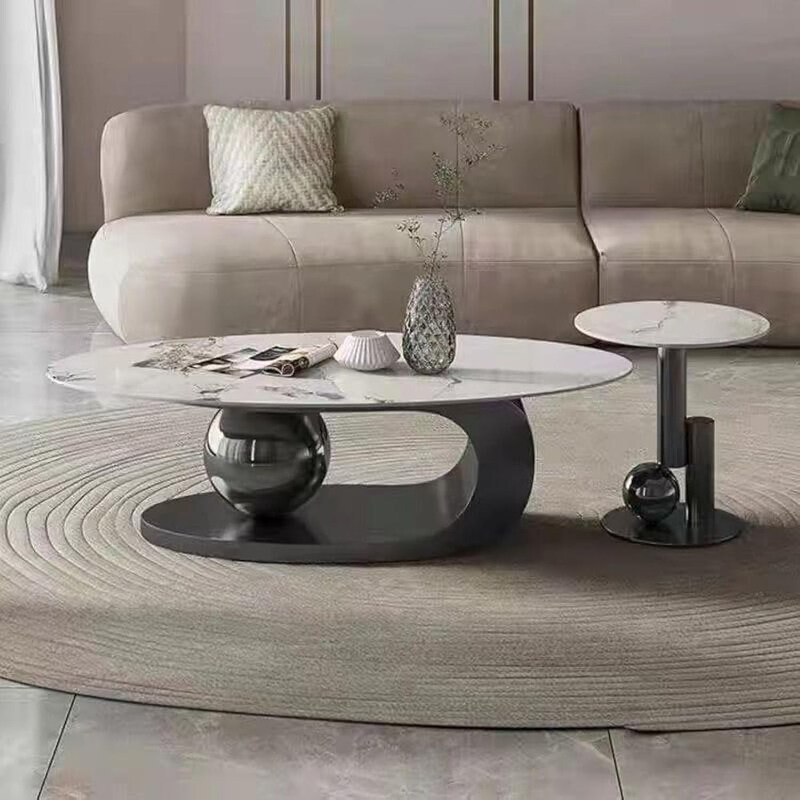 

AWD Luxury Style Round Oval Coffee Table, Silver