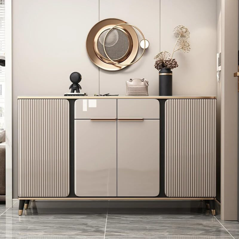 

AWD Modern Multilayer Wooden Shoe Cabinet with Gold Accents, (M3), Beige