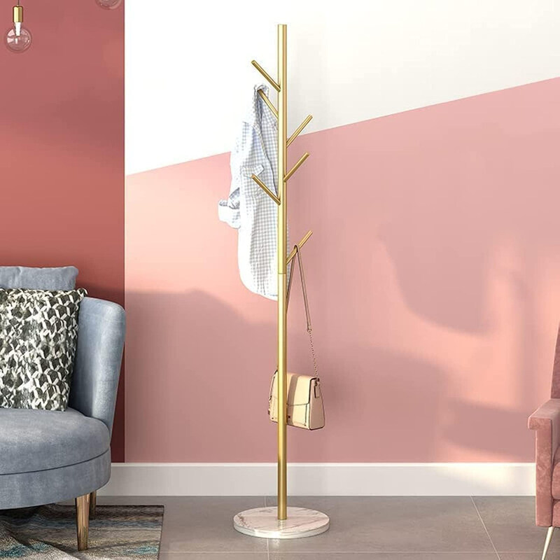 

AWD Coat Metal Free Standing Racks Stand Organizer for Clothes (Tree), Gold