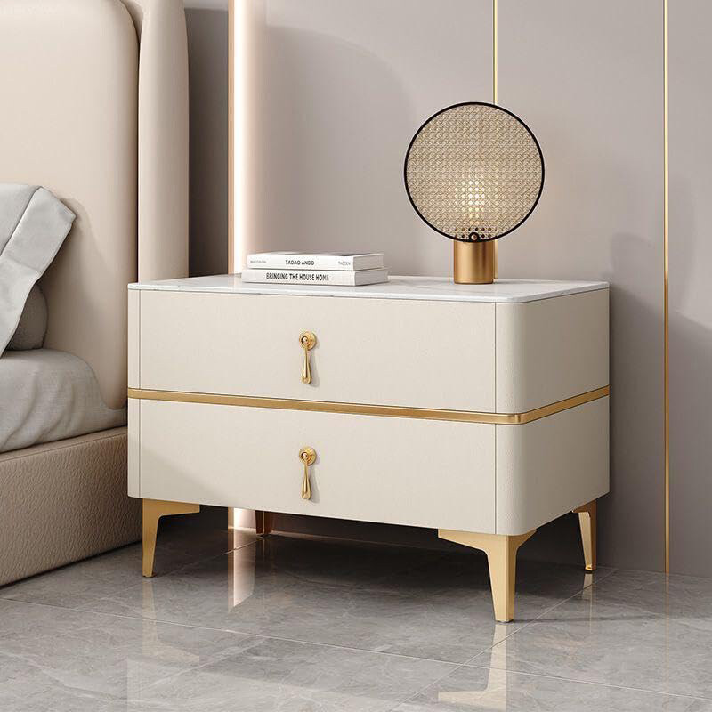 

AWD Solid Wood Bedside Table with Iron Metal Legs, White
