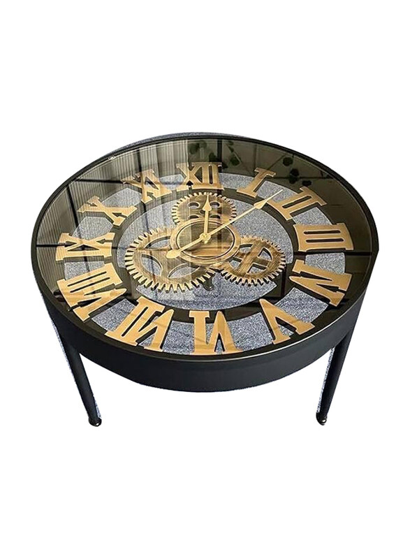 

AWD Creative Round Clock Coffee Table with Tempered Glass Top, Black