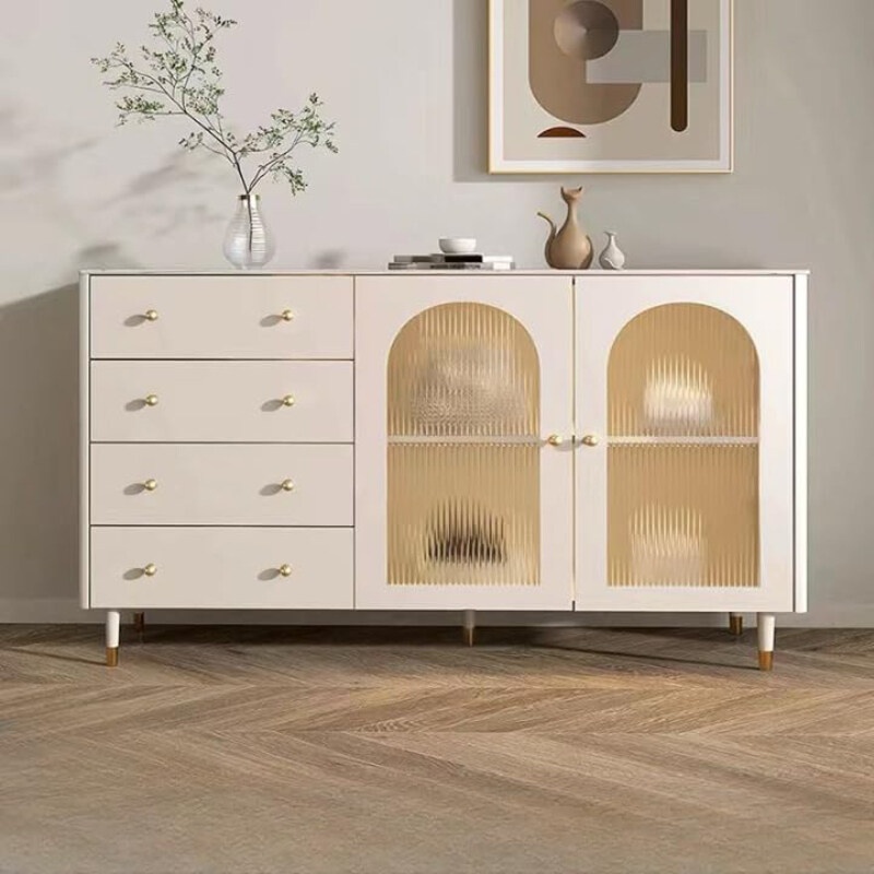 

AWD Wood Buffet Sideboard with Glass Doors & Adjustable Shelves, White