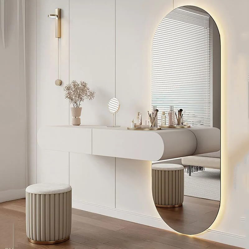 

AWD Modern Wall Mounted Dressing Table with LED Mirror & Stool, White