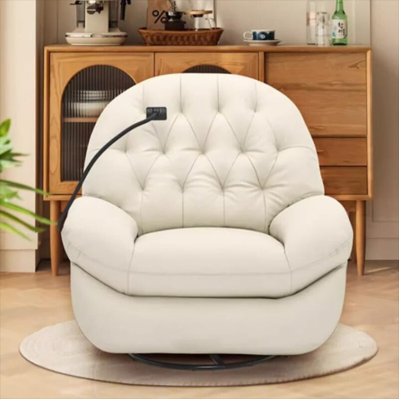 

AWD Swivel Manual Recliner Rotatable Lazy Rocking Chair, White