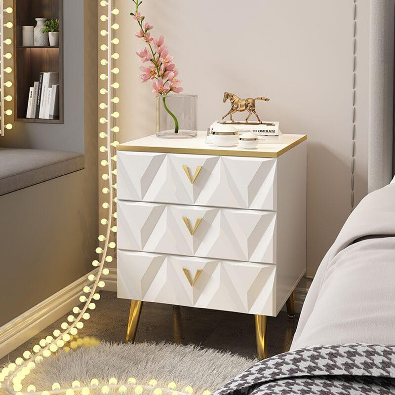 

AWD Modern Light Luxury Bedside Table with Storage Drawers, White