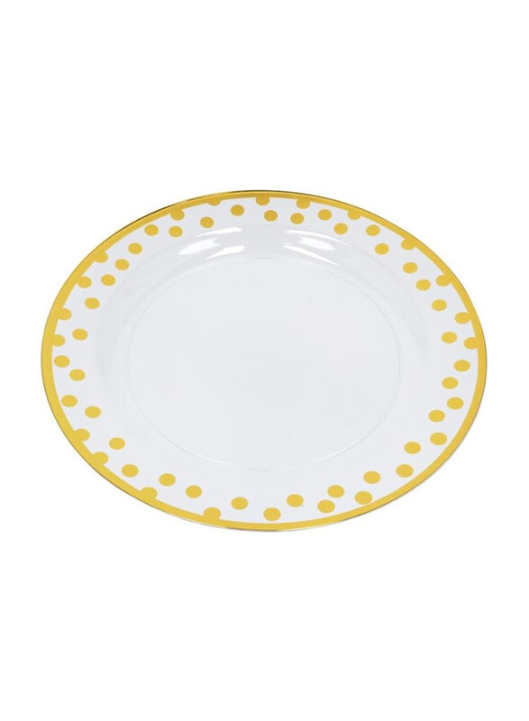 

Hte 25-Piece 7.5-inch Luxury Plastic Disposable Plate, PWLP1402, Clear/Gold