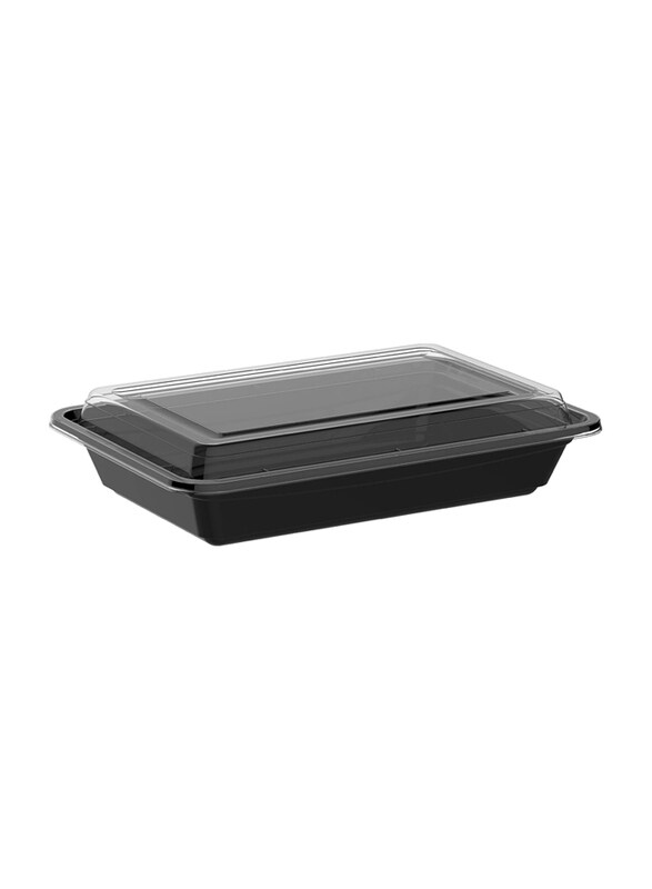 

Hte 28oz Rectangle Disposable Microwave Container with Lid, 100 Pieces, Black