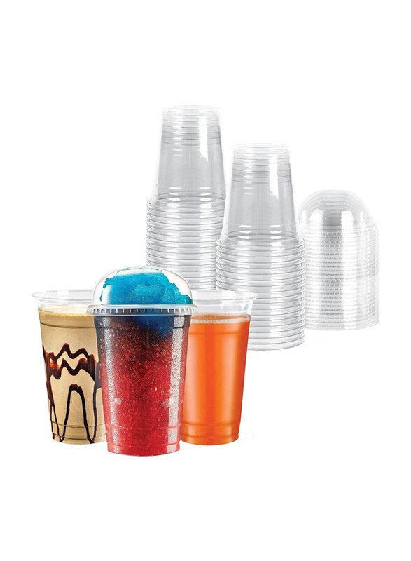 

HTE 12oz 100-Piece Strong Disposable Juice Cup Set with Dome Lid, Clear