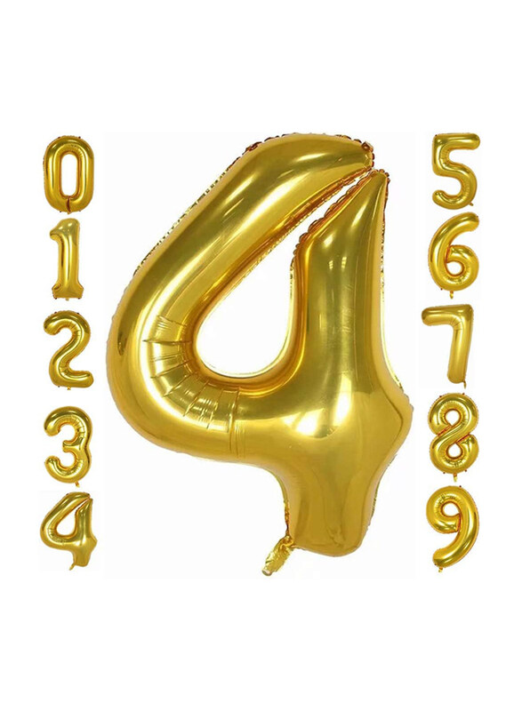 

Dawen Shop 4 Number Helium Birthday Foil Balloon, 40 Inch, Gold