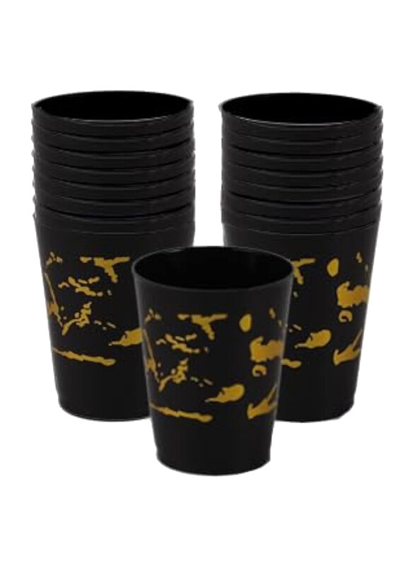 

HTE 8oz 25-Piece Luxury Plastic Disposable Cup Set, PWLP1421, Black/Gold