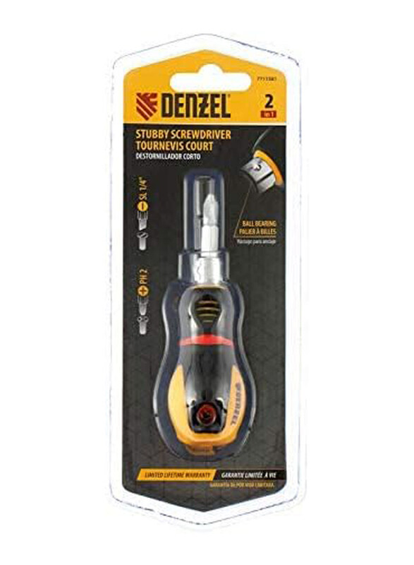 

Denzel 1/4-inch Screwdriver with Bi-material Handle, 7711581, Black/Yellow