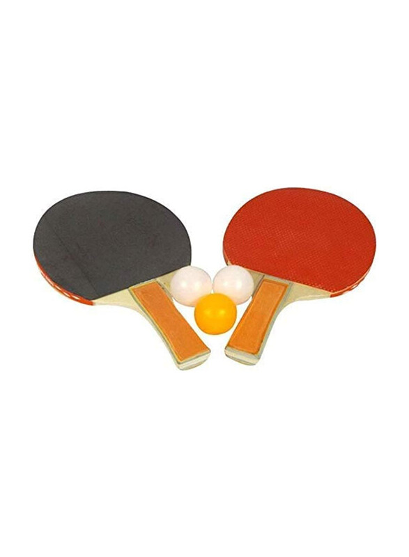 

Generic Solid Wood Ping Pong Paddle Table Tennis Rackets Set with Balls, 5 Pieces, Multicolour