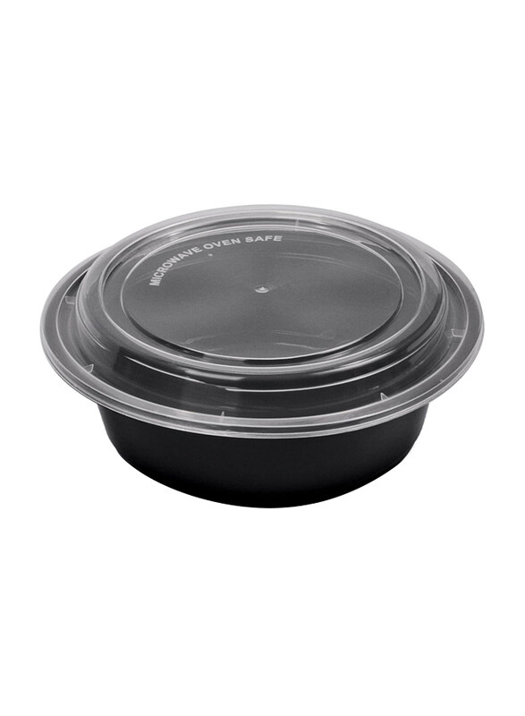 

Hte 48oz Round Disposable Microwave Container with Lid, 100 Pieces, Black