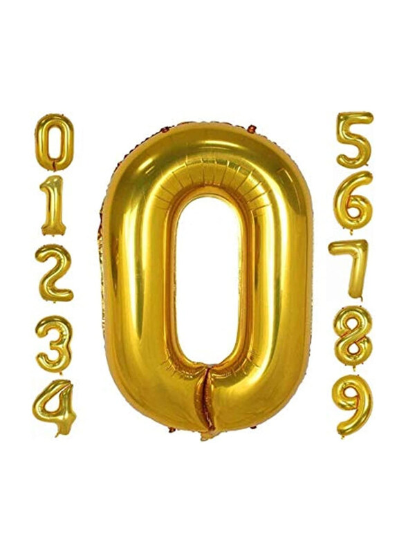 

Dawen Shop 0 Number Helium Birthday Foil Balloon, 40 Inch, Gold