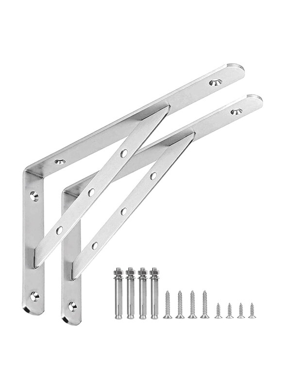 

Generic Heavy Duty One Pair Shelf L Brackets, 250x195mm, Silver